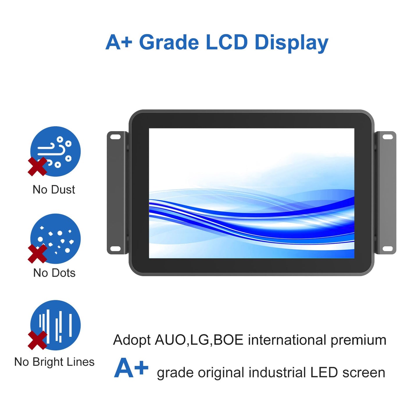 GreenTouch 10.1 Inch Open Frame Touchscreen Android All in one LCD Monitor PC - Industrial Touch Display - Built-in Speakers, WiFi & BT, RK3566 RAM 4G & ROM 32G - Front IK08/IP65