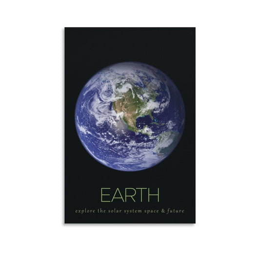 LGDSBHH Minimalist Earth Solar System Canvas Wall Art - Educational Space Planet Poster - Science Classroom & Kids Bedroom Decor - 12x18 Inch (Unframed)