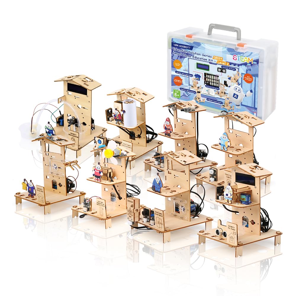 ACEBOTT 8-Piece Set ESP32 STEM Smart Home Education Kit Compatible with Arduino, STEM Robotics Science Kits for Kids Age 12+, Engineering Projects STEAM Activities Gifts 12+ Year Old Boys Crafts