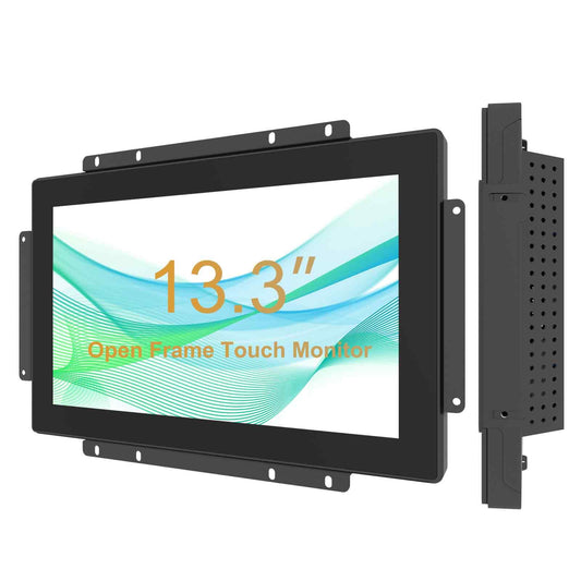 Senisway 13.3-inch Industrial Touch Screen Monitor, 10-Point Capacitive Open Frame Design, Full HD 1920x1080, for Kiosk ATM Vending Machine (Embedded Mount, IP65 Waterproof Front)