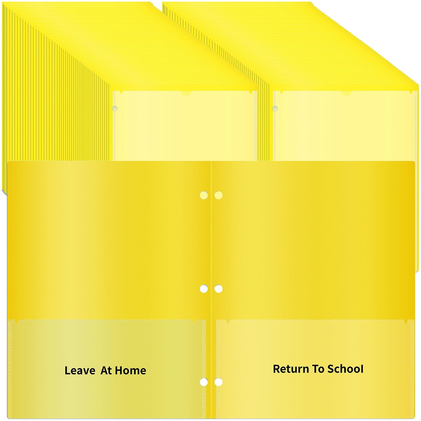 30 Pcs 3 Hole Punch Parent Teacher Communication Folders with Clear Front Pockets for 3 Ring Binders, 2 Pockets Homework Take Home Plastic Folders Classroom Folder for Kid Student ﻿ (30, Yellow)