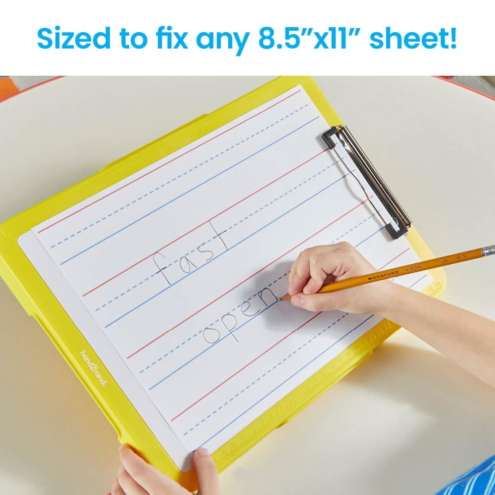 hand2mind Rainbow Writing Slant Boards, Desktop Whiteboard Clipboards, Reusable Handwriting Practice for Kids, Learn to Write Letters, Classroom Teacher Supplies, Multicolored, Set of 6