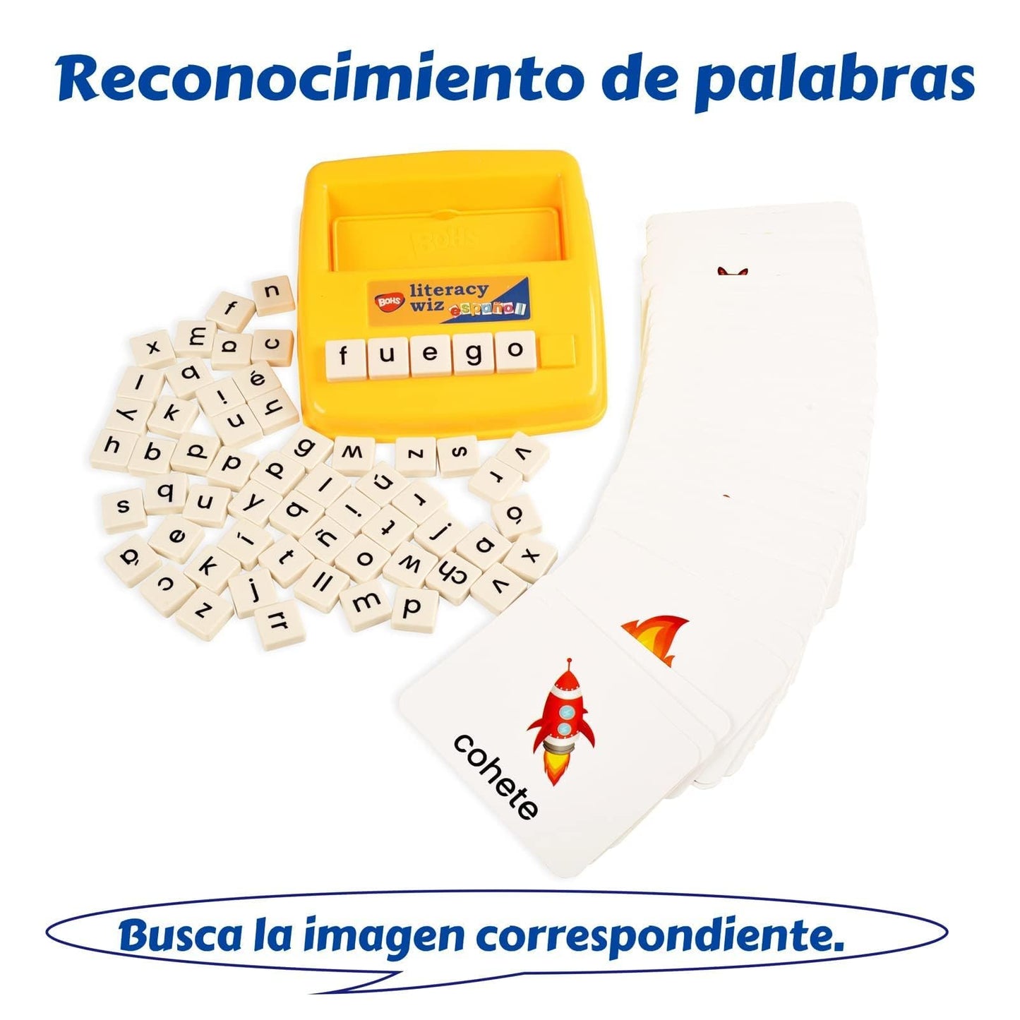 BOHS Spanish Literacy Wiz Fun Game - Espanol Lower Case 60 Flash Cards - Preschool Language Learning Educational Toys-Pack of 6