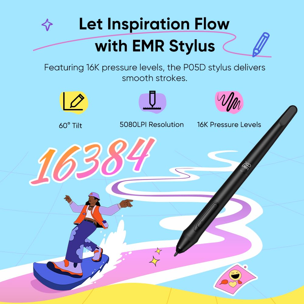 XPPen Deco mini7W V2 Wireless Drawing Tablet, 16384 Levels Pressure Digital Drawing Pad for PC, 7x4.37 Inch Art Tablet with 8 Shortcut Keys, Bluetooth 5.0, Support Windows/macOS/Android/ChromeOS/Linux