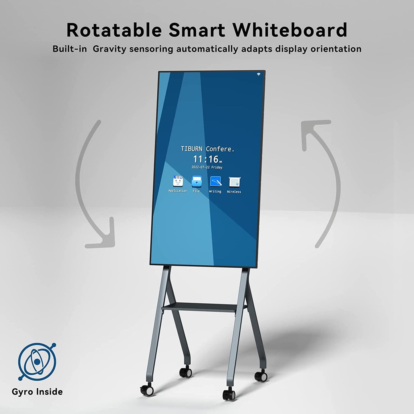 TIBURN Flip Board 55" S2 Smart Board, 4K UHD Smart Whiteboard with TIBURN HQ Eyes S2 Auto Framing Camera, Rotating Adaptive Digital Board for Home and Business with Stand