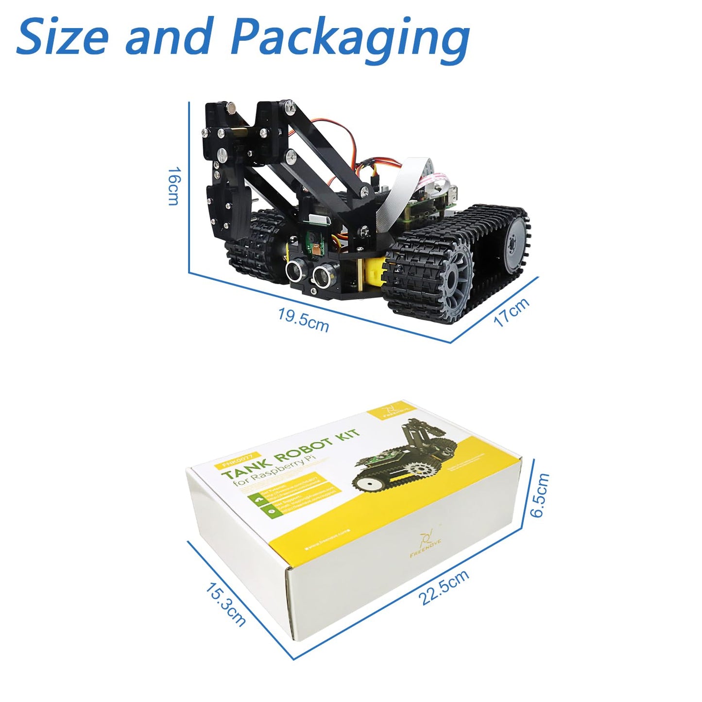Freenove Tank Robot Kit for Raspberry Pi 5 4 B 3 B+ Zero 2 W, Crawler Chassis, Grab Objects, Ball Tracing, Line Tracking, Obstacle Avoidance, App Control, Camera, Servo (Raspberry Pi NOT Included)