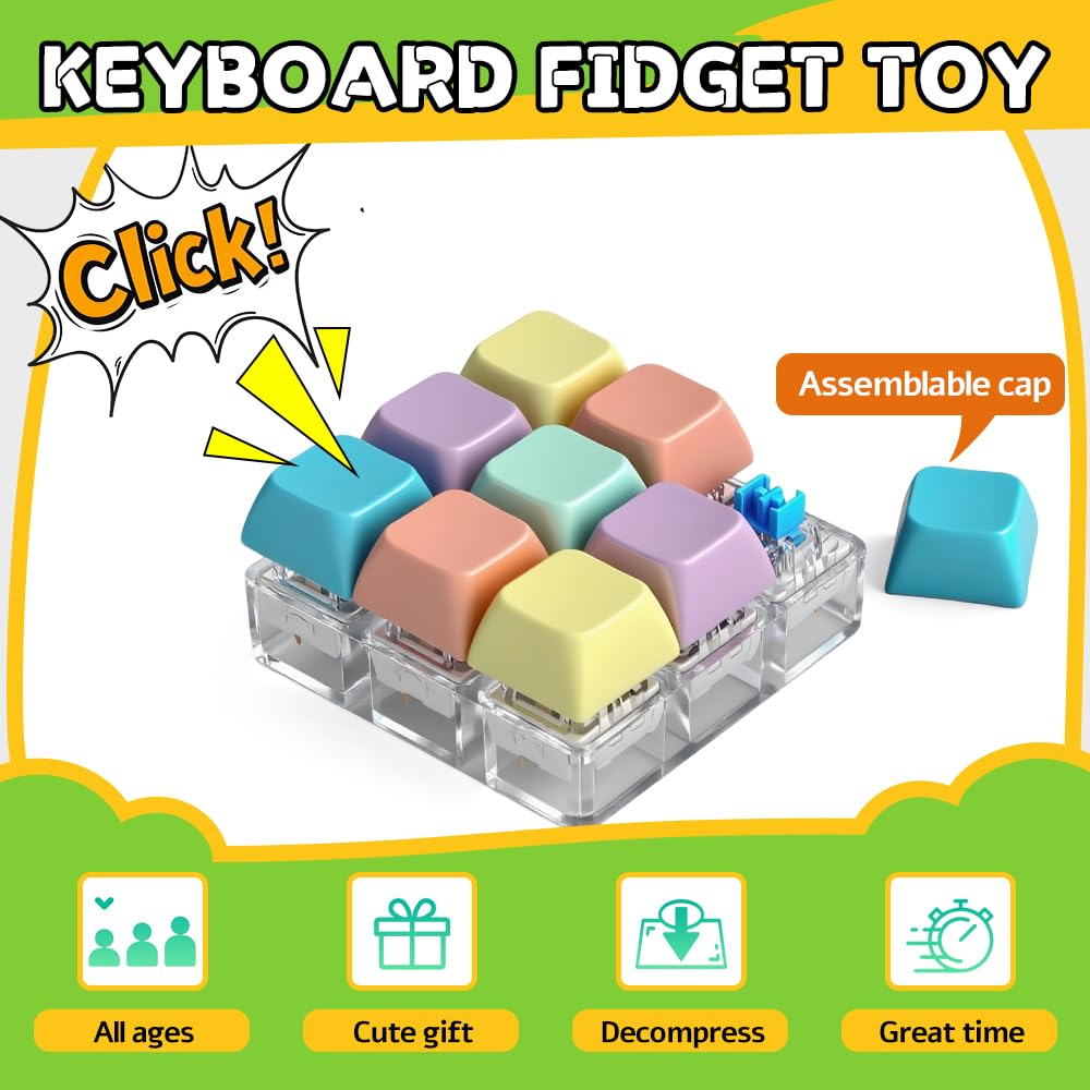 Fidget Toys Set for Adults, Sensory Pack with Fidget Spinner, Robot Spinner, Fidget Cube, Keyboard Clicker Toy, Fidget Pad, Stress Relief Desk Gadget for Office, Birthday Gift Set