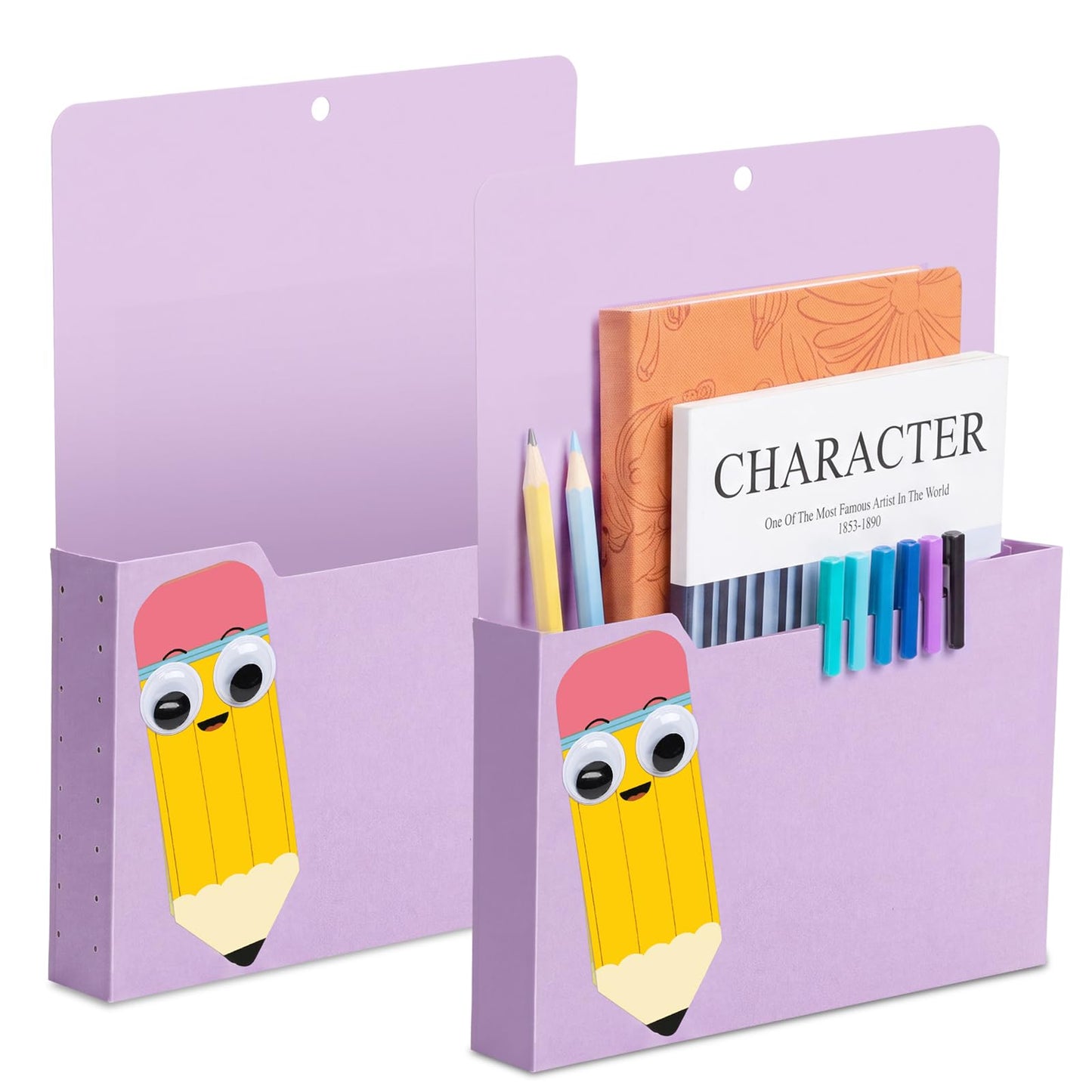 Gilprop 2 Pcs Pencil Pink Magnetic File Folder Holder Pocket File Organizer Classroom Decor Teacher Desk Accessories for Whiteboard Mail Paper Book No Drilling School Desk Door Classroom Essential