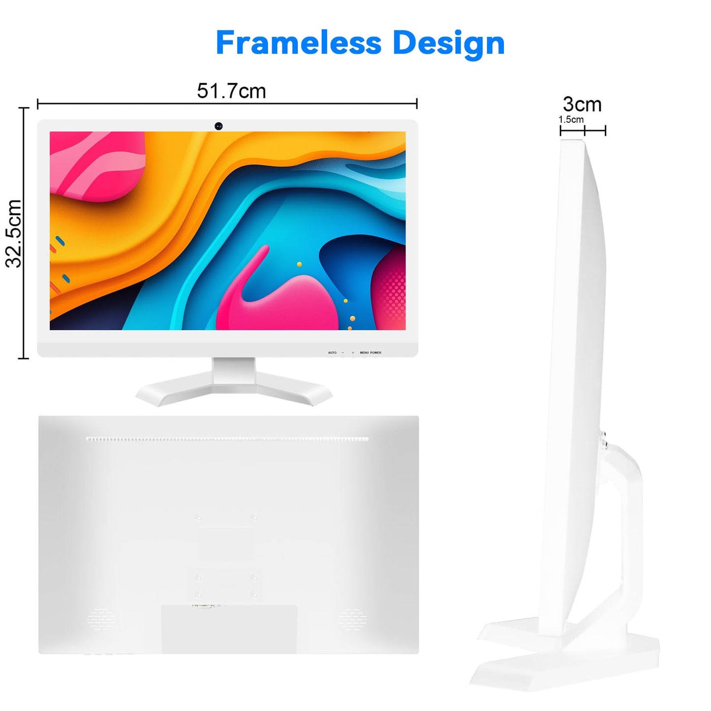 Pisichen 22 inch Touch Screen Monitor with Webcam FHD 1920x1080P Computer Monitor FreeSync HDR HDMI Ports Eye Care Frameless VESA Mount