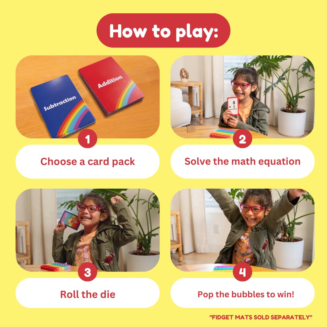 THE FIDGET GAME Addition & Subtraction Flash Cards, Math Games for Children to Practice Identifying Numbers - Educational Learning Toy & Interactive Tools for Ages 4+ Years