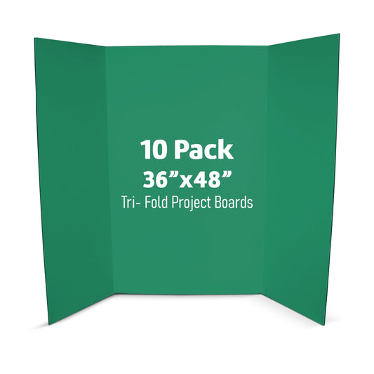 Flipside Products 36” x 48” Project Boards for Presentations, Science Fair, School Projects, Event Displays and Trifold Picture Board, Proudly Made in USA - Green - 10 Pack