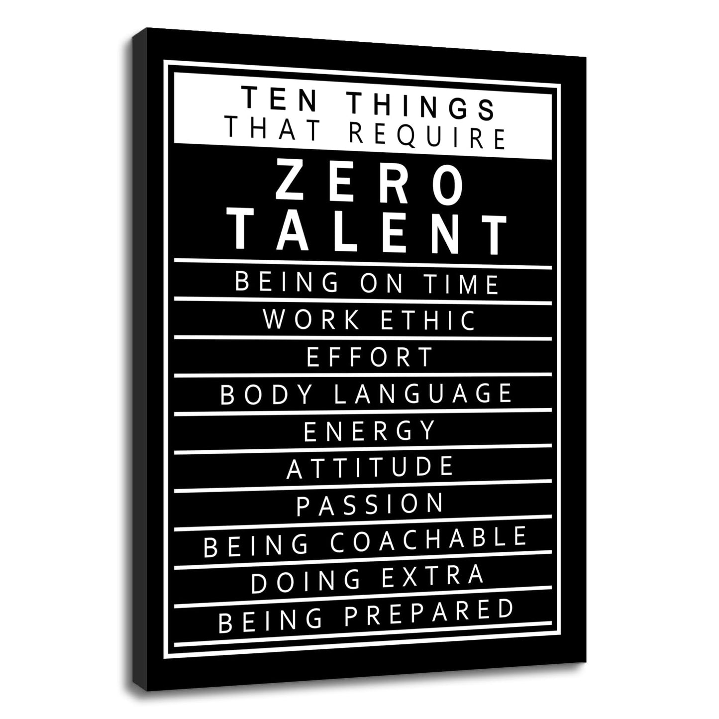 Inspirational Canvas Wall Art Motivational Posters 10 Things that Require Zero Talent Canvas Print Artwork Positive Inspirational Quotes Painting Office Wall Decor Stretched and Framed [18''Wx 24''H]