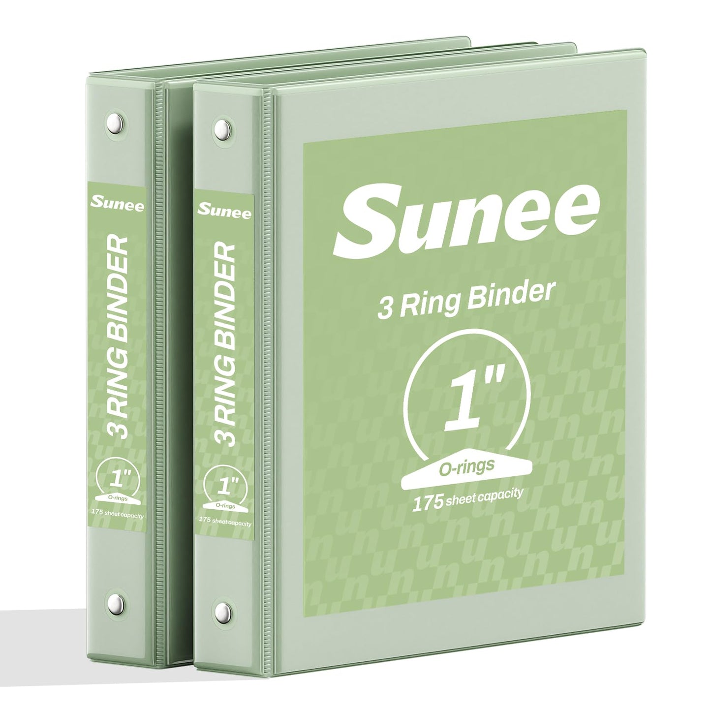 SUNEE 3 Ring Binder 1 Inch 2 Pack, Clear View PVC-Free (Fit 8.5x11 Inches) for School or Office, Sage Green