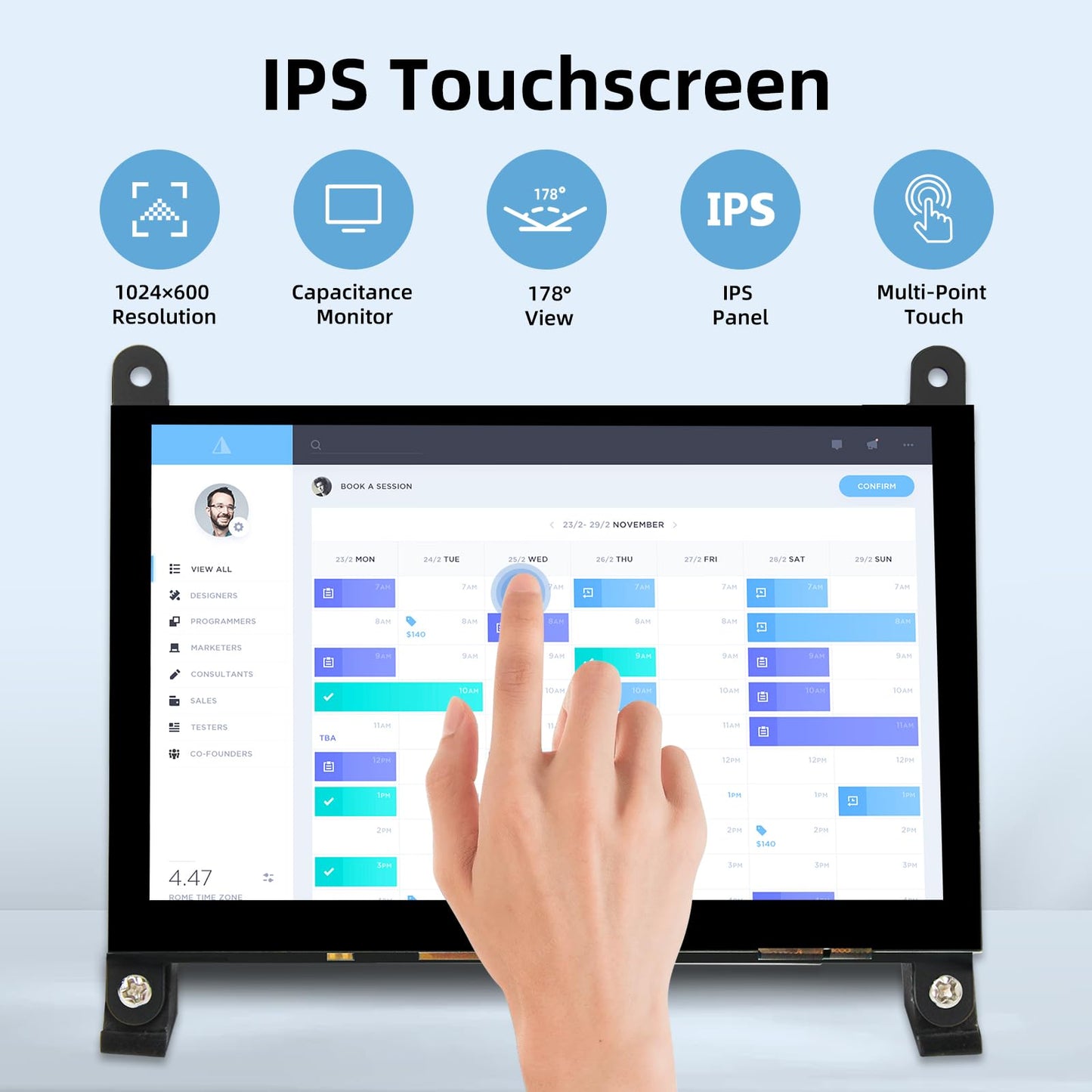 iPistBit 5 Inch LCD Touch Screen, 1024x600 IPS Display with Stand, HDMI Portable Monitor for Raspberry Pi 5/4B/3B+/3B/B+/Zero/400, BB Black, Windows 10 8 7, Free Driver