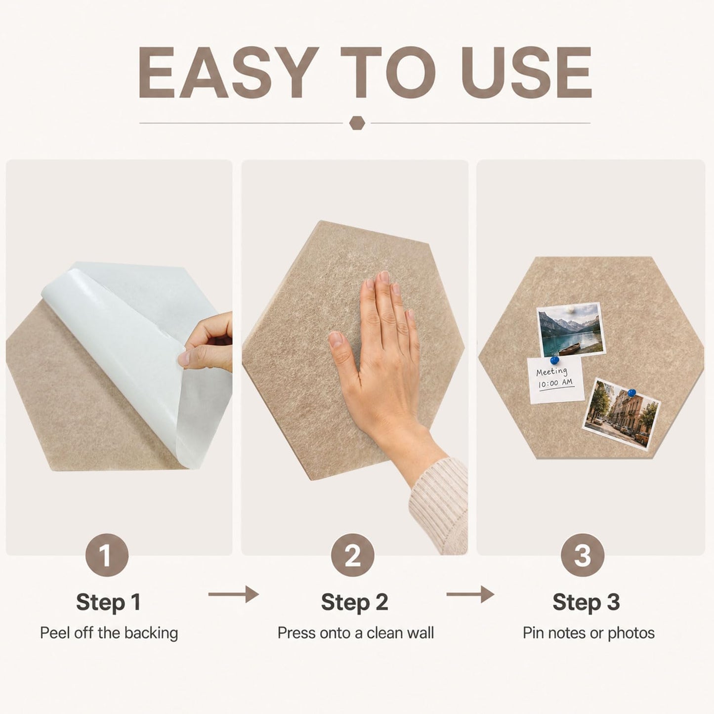 10 Pack 12'' Hexagon Cork Boards for Office Wall: Large Felt Bulletin Decor Display for Classroom, Decorative Panels with 30 Push Pins for Photos & DIY
