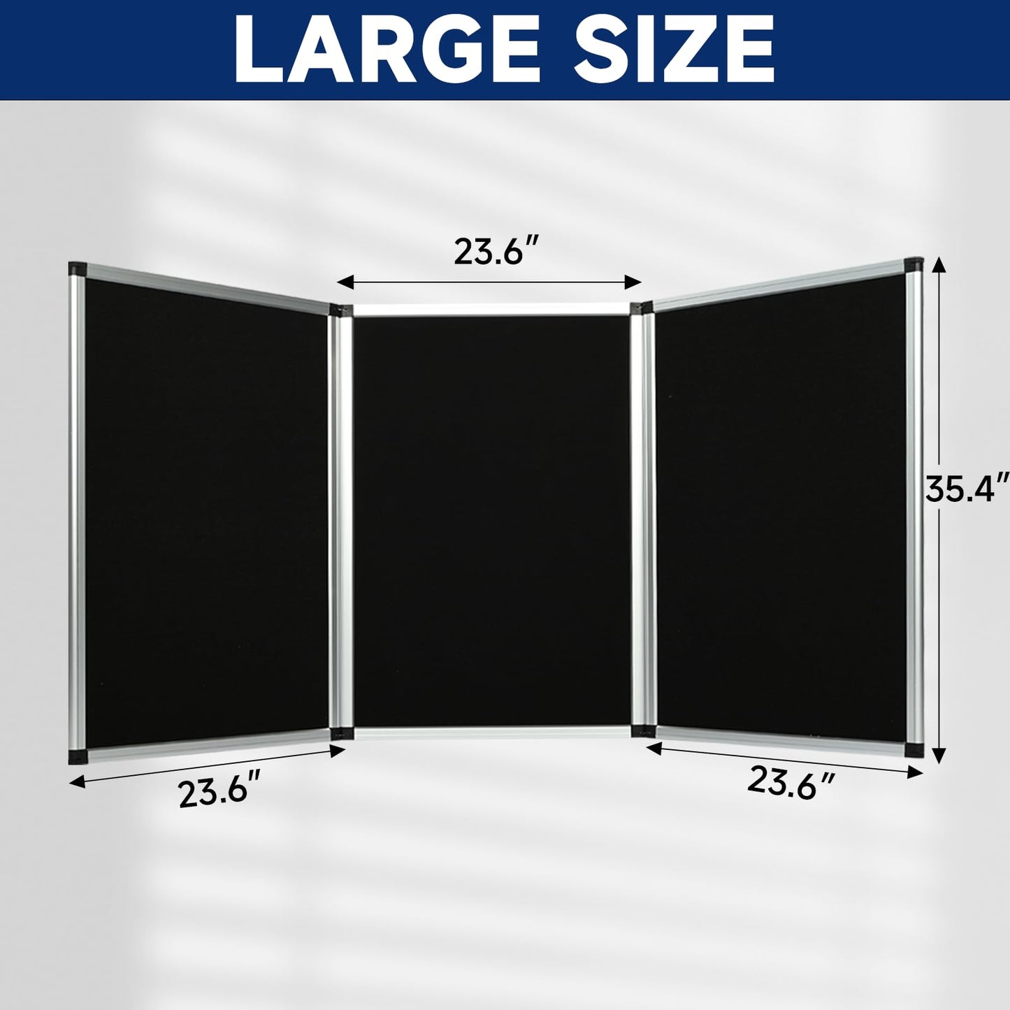 uyoyous 3 Panel Trade Show Presentation Board 70.8 x 35.4 inches Trifold Poster Board Double Sided Presentation Whiteboard Folding Display Panel for Science Fair, Trade Show Table Top