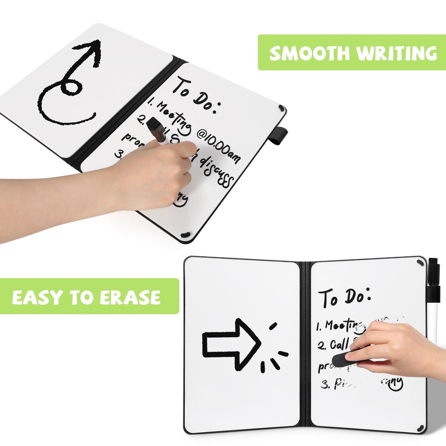 AGM Portable White Board Dry Erase, Double Sided Folding Whiteboards with Pen, Small Dry Erase Board for Study, Meeting, Doodling, Planning, Grass Green