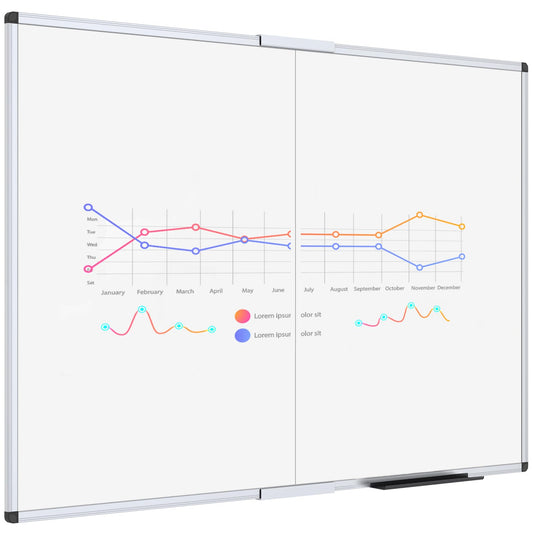 VIZ-PRO Magnetic Foldable Whiteboard, 48 x 36 Inches, Dry Erase Wall Mounted Board for School Office and Home