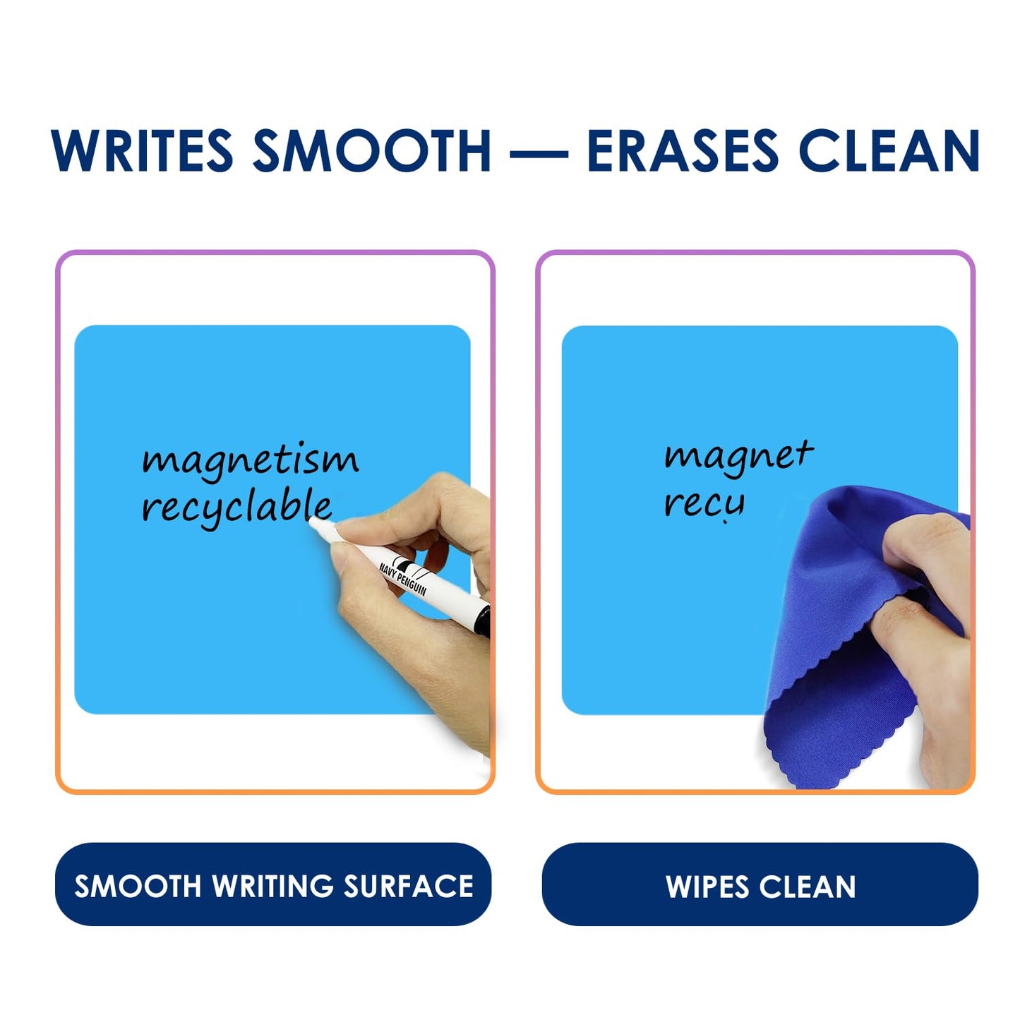 Dry Erase Magnets Set - 24 Pack 4x4 in - Magnetic Notes for Whiteboard and Fridge - Write On Magnet Sheets Reusable White Board Labels - Writable Magnetized Dry Wipe Strips for Home and Office