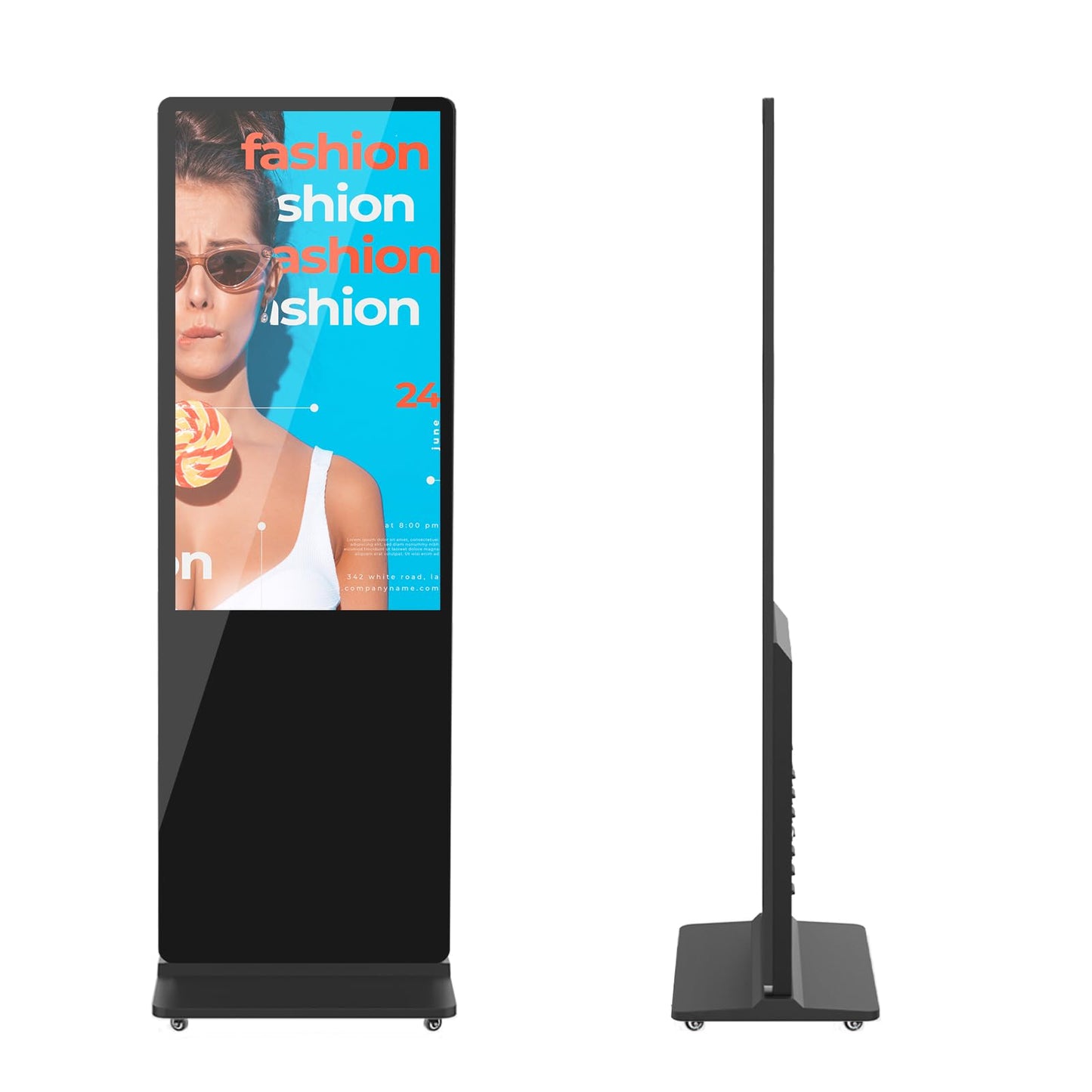 QIXZOCV MWE 49 Inch 4K Digital Signage Displays, Indoor Floor Standing LCD Screen Advertising Kiosk, Android System Commercial Totem with Custom Service, Vertical Monitor with Auto Media Player-Black