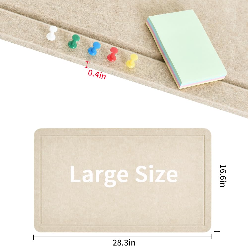 Vuzvuv Linen-Brown 28"x16" Large Cork Board with 50 Push Pins & Sticky Notes, Self-Adhesive Bulletin Board for Wall, Felt Pin Vision Board for Paste Notes,Schedules Offices Home