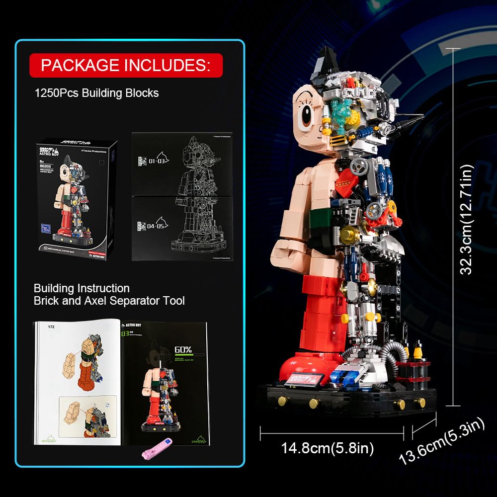 PANTASY Astro Boy Building Set Mechanical Clear Ver – Official Licensed Classic Anime Figure Brick Model, Collectible Robot Display Toy for Adults and Fans, Creative Construction Kit
