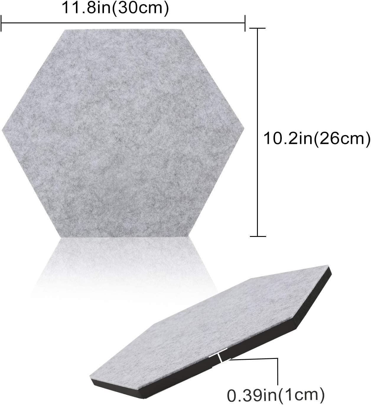 SEG Direct Hexagon Felt Bulletin Board, Large Felt Pin Board Self Adhesive Cork Board for Walls with Push Pins for Wall Office Home School Decor, 11.8 x 10.2 in, 5PCS(Gray/Teal/Yellow)