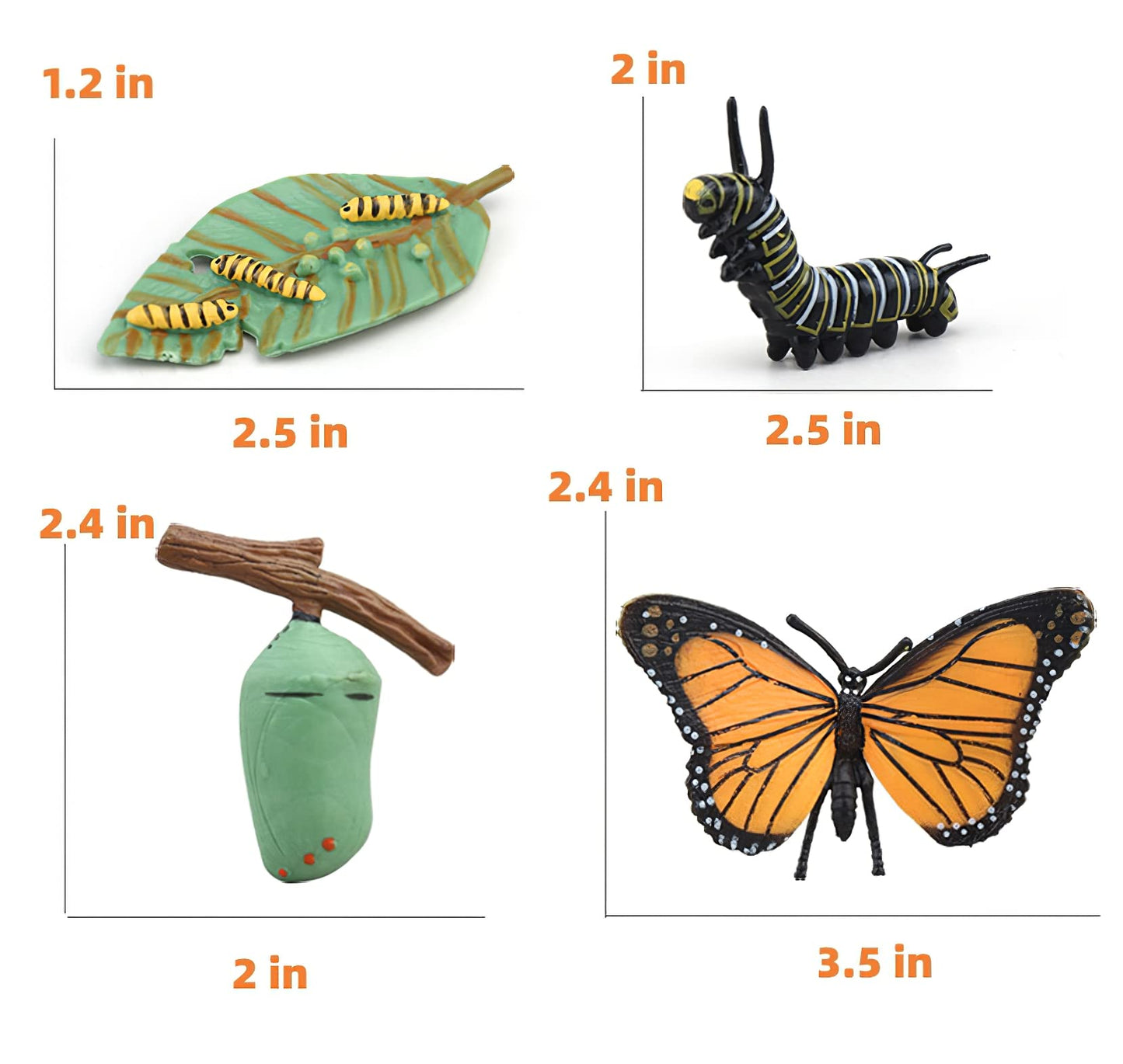 MIKNEKE Montessori Life Cycle Animal Figures with Flash Cards, Plastic Insects Monarch Butterfly Kit Caterpillar Toy for Kids, Realistic Animal Figurines (Butterfly)