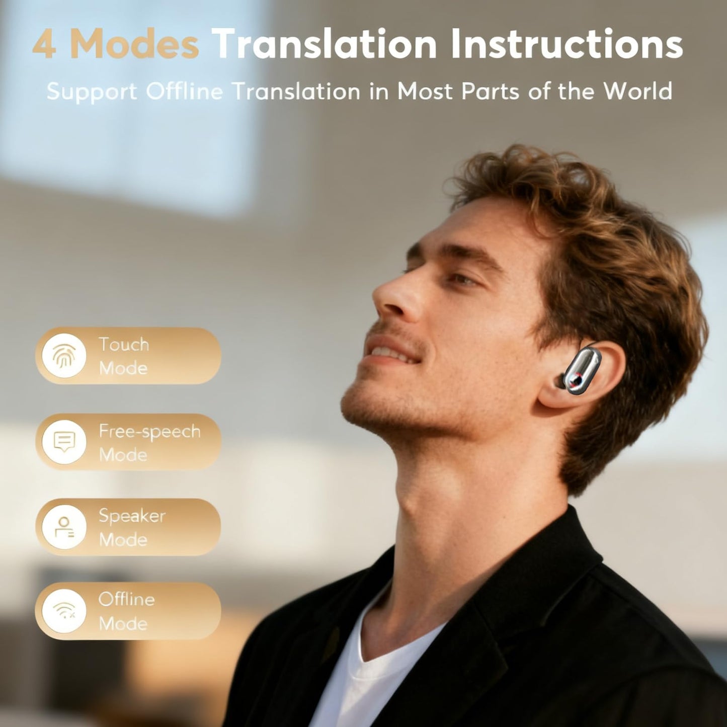 cilate AI Translation Earbuds Real Time, 3-in-1 Bluetooth 6.1 Translation Headphones with 5 Translation Modes, 80H AI Ear Buds Translator Device for Business/Travel/Learning