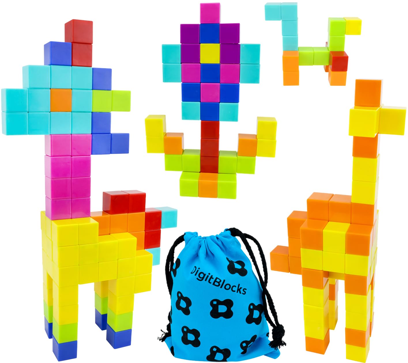 BrainSpark 48PCS Multi-Color DigitBlocks Magnetic Building Cubes STEM Montessori Magnet Blocks for Kids, Educational Building Block Construction Toy Set for Boys & Girls Ages 3-9