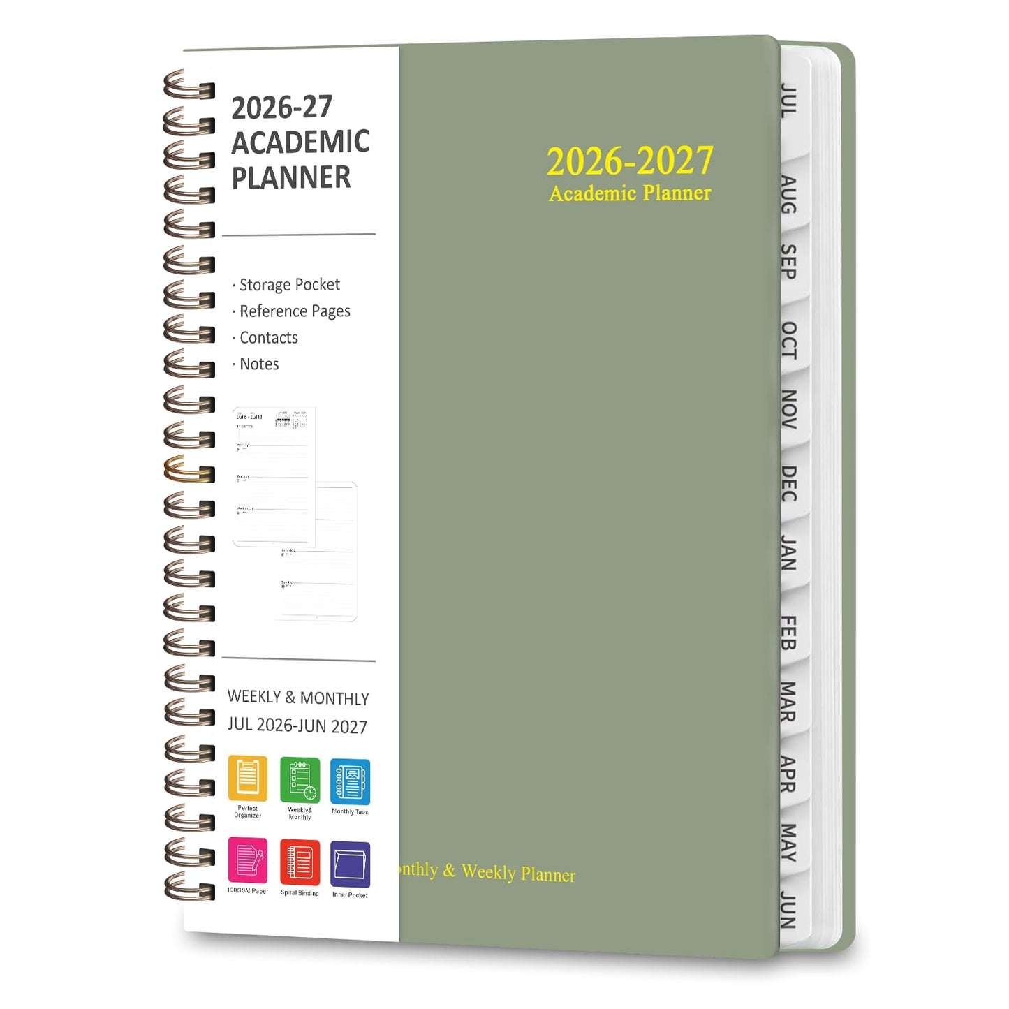 Planner 2026-2027, Weekly and Monthly Academic Planner, July 2026 - June 2027, Hardcover Calendar Agenda Book for School Year Planning, School Supplies for Teacher and Student, Letter Size(8.5'' x 11'')