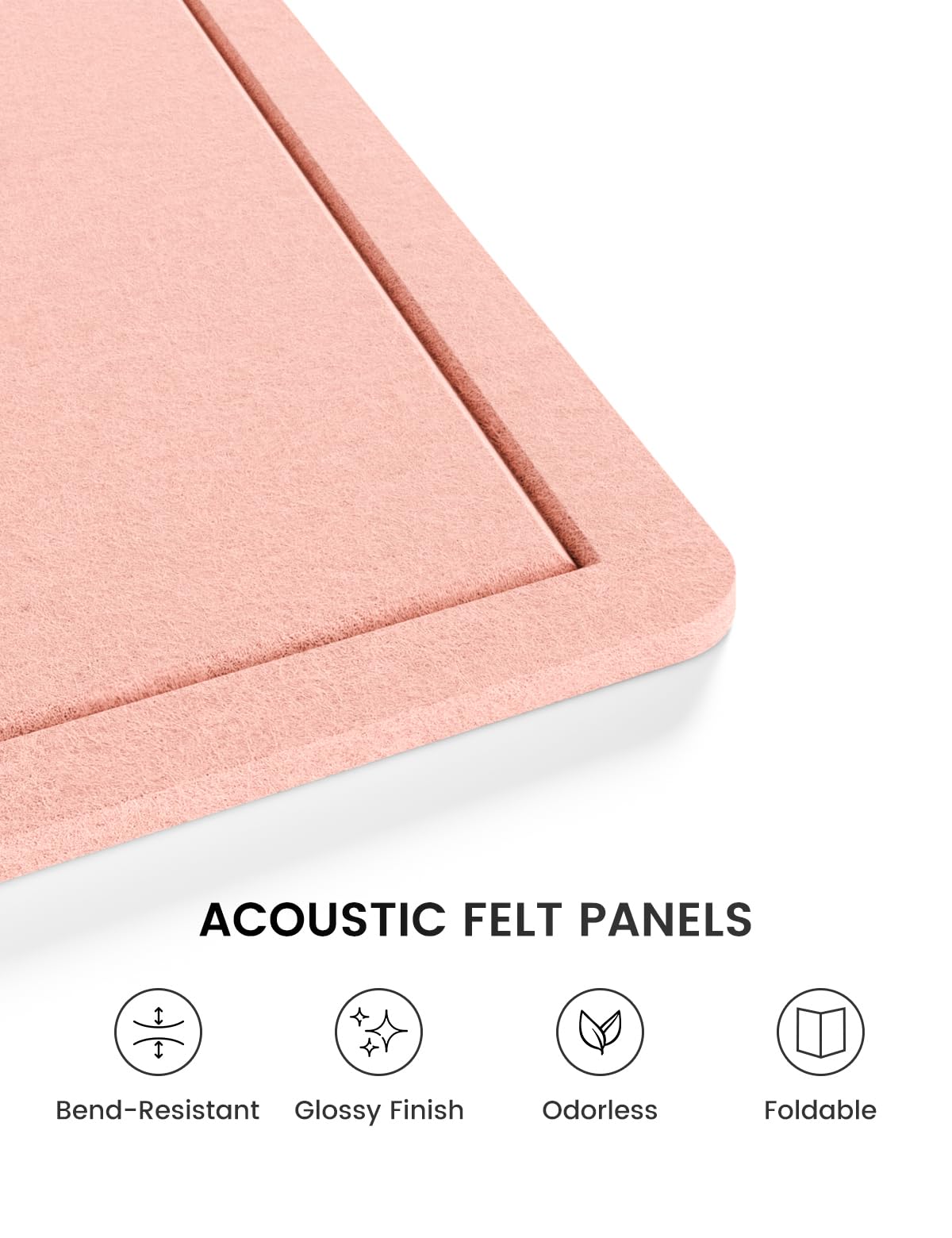 Fluxynara Bulletin Board, 23.6" x 17.5" Cork Board Alternative with 12 Safe Removable Adhesive Tabs, Foldable Felt Pin Board for Home Office, Classroom, Bedroom,Entryway for Walls—Pink