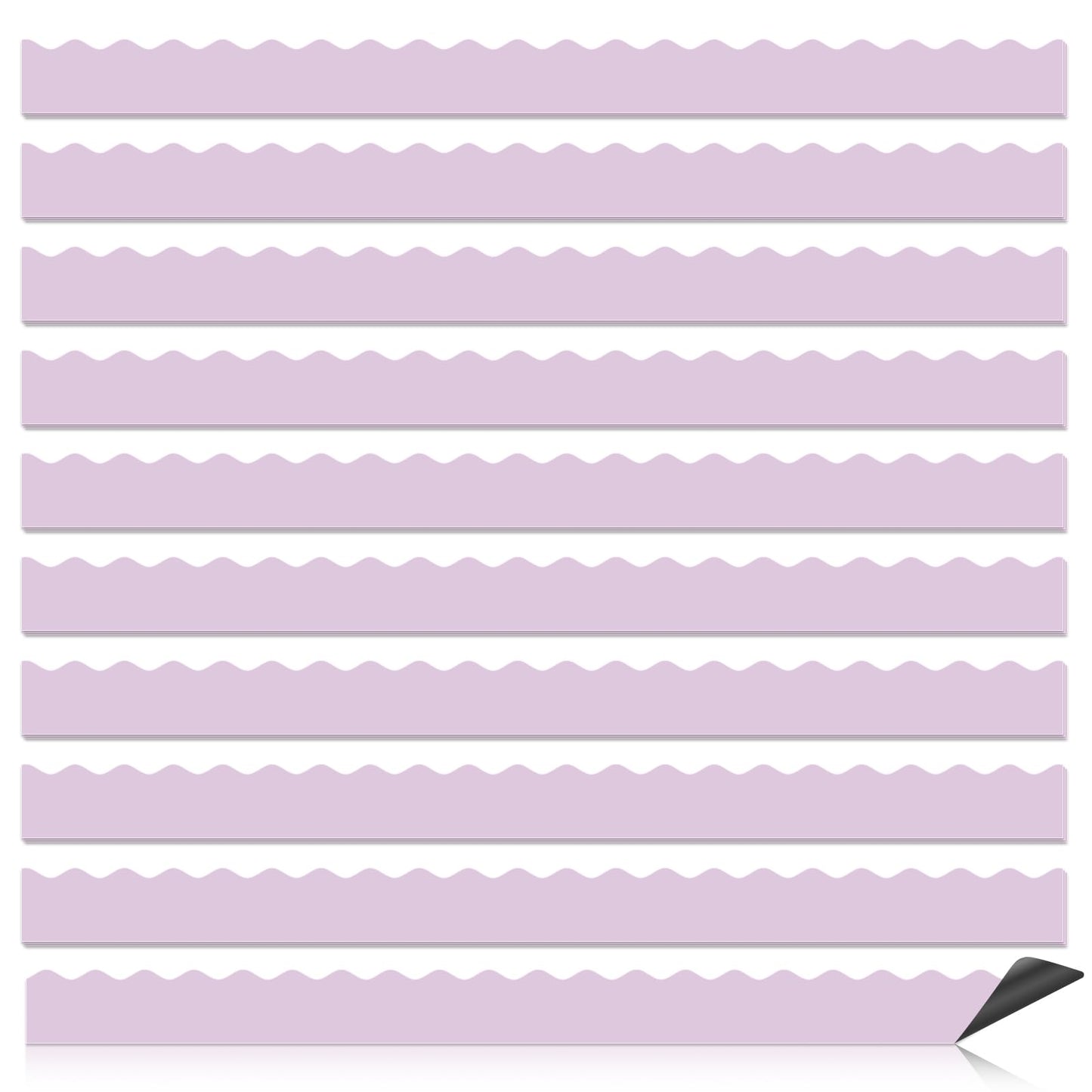 30 Pcs Magnetic Borders for Classroom Whiteboard - Light Purple Magnetic Bulletin Board Border Set - Scalloped Chalkboard Border Strips for Teachers, Parents, DIY Home,School & Office Decoration