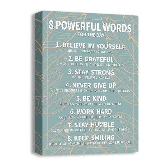8 Rules Of Life Canvas Decoration Painting, Suitable For Office, School, Library,Home (29x38cm) Framed (Green-8)