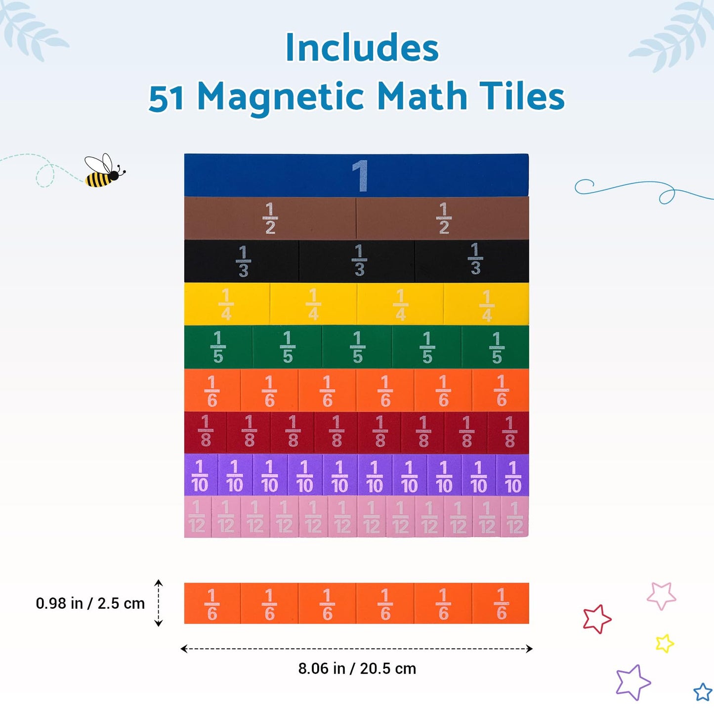 Montessori Math Magnetic Tiles Classroom Essentials Foam Tiles for Kids to Learn Fraction Equivalence and Math manipulatives Great Learning Resources for The Homeschool Curriculum