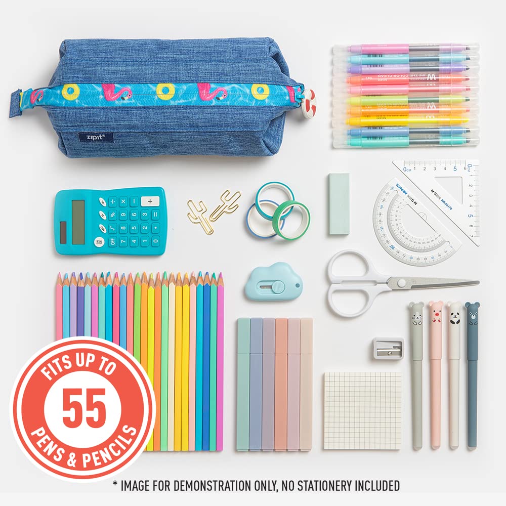 ZIPIT Lenny Pencil Case, Large Capacity Zipper Pouch for School, Stationery Bag for Teen Girls Boys and Adults, Teal