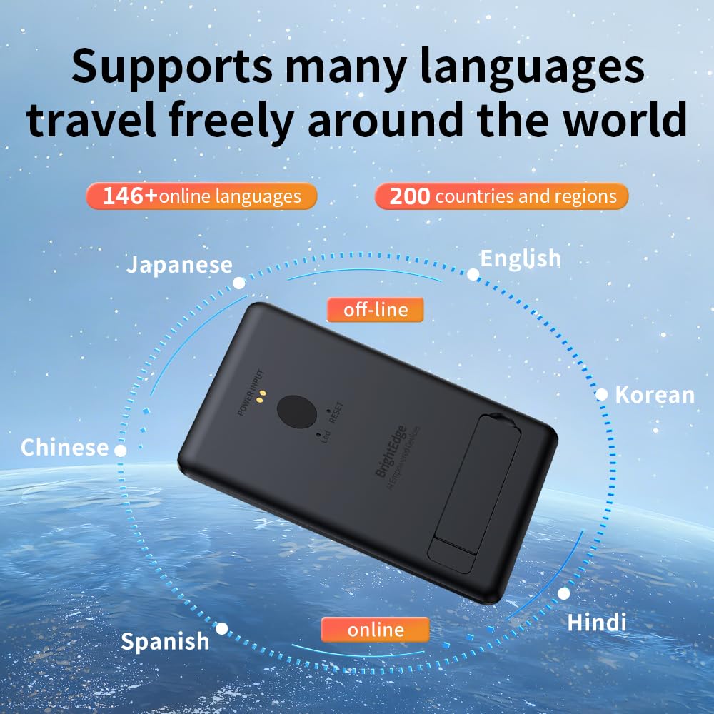 KECHOXAI Portable AI Voice Translator Device, 146+ Languages Real-Time Two-Way Translator with Offline Support & Magnetic Stand, for Travel, Business & Language Learning