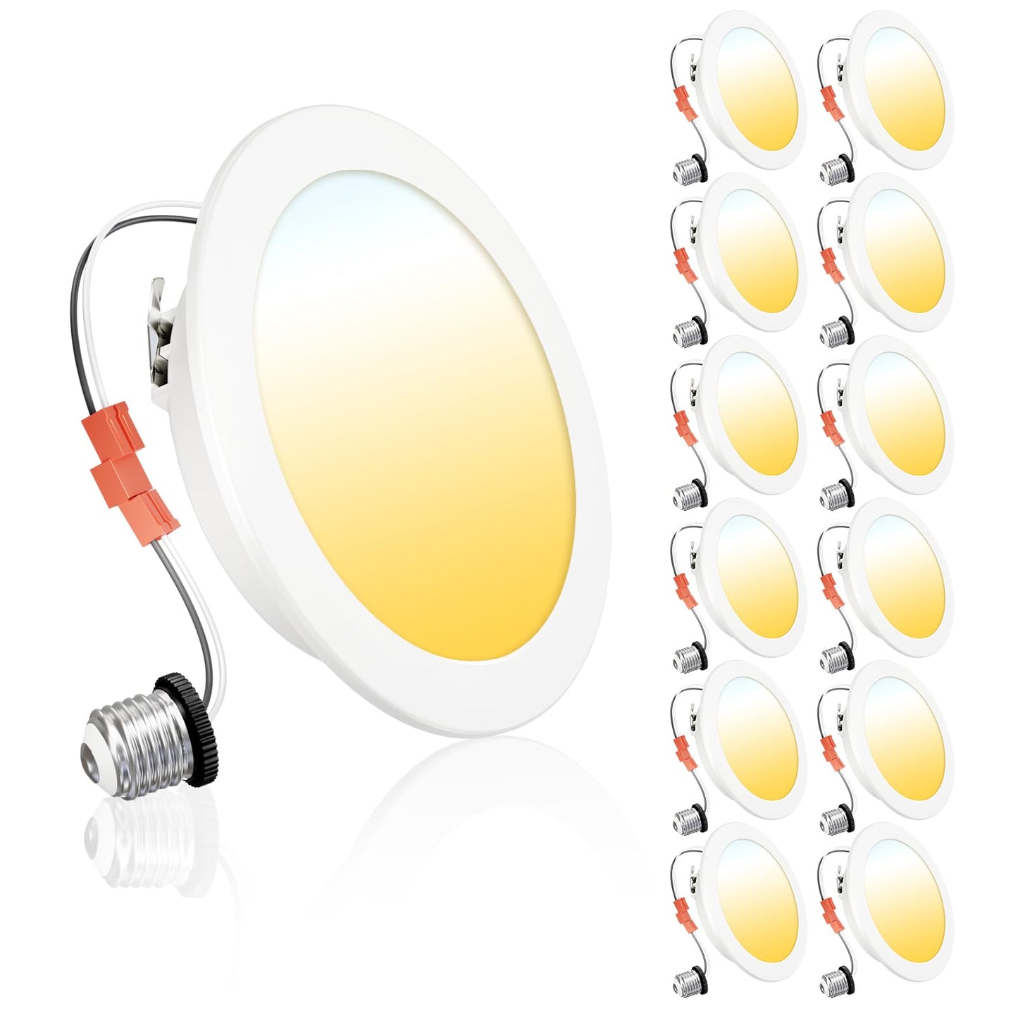 Ensenior 4 Inch LED Can Lights 12 Pack, Dimmable, 5CCT 2700K-5000K, 7W=77W, IC & Damp Rated
