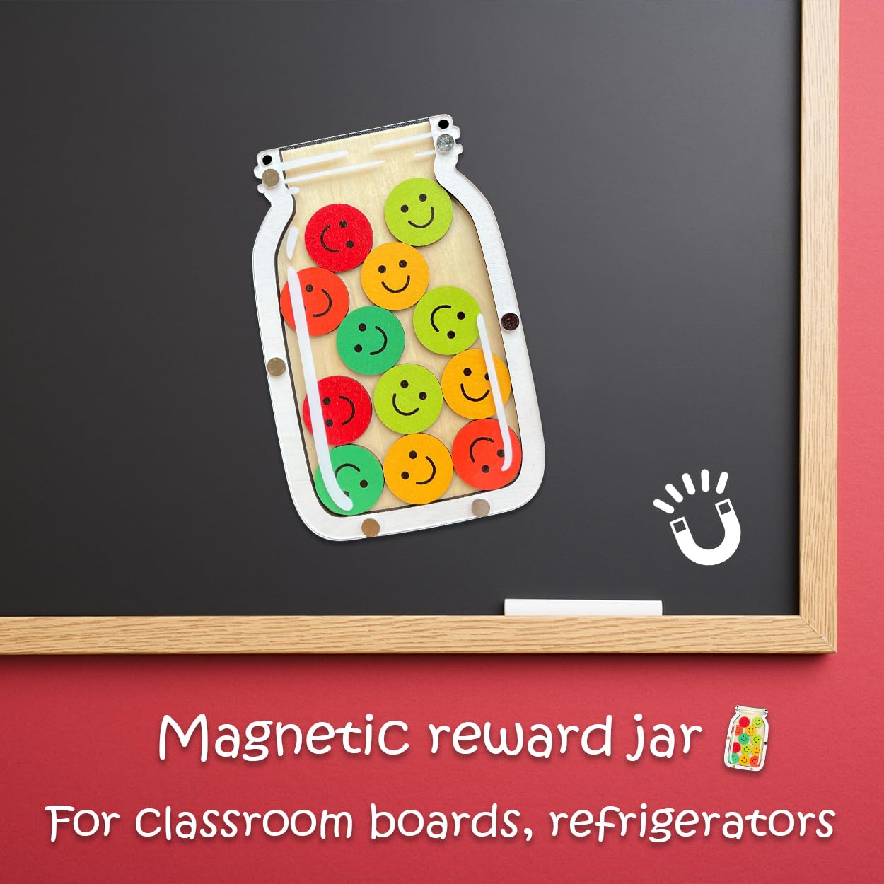 Magnetic Reward Jar for Kids, Classroom Reward System, Star Reward Jar, Incentive Good Behavior Responsibility Chart, Potty Training Rewards, Behavior jar for Boys Girls (Smile Face)