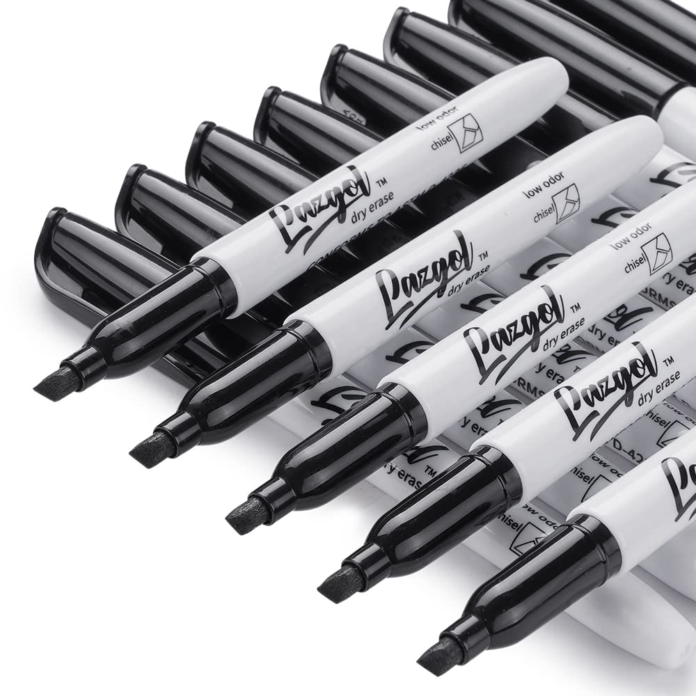 LAZGOL Dry Erase Markers Bulk, 96 Pack Black Dry Erase Markers Chisel Tip, Low Odor Whiteboard Markers for School, Office Supplies, Perfect for Writing on White Board, Mirror,Calender