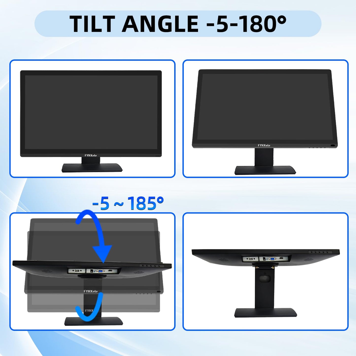 FYHXele 22 Inch Touchscreen Monitor, IPS FHD 1080P Touch PC Display, 75Hz, LED Backlit Multi-Touch Monitor, VESA, HDMI & VGA & USB Computer Touch Screen for Gaming, Business, Warehouse, Bar, Gym