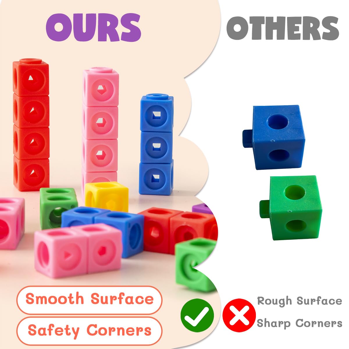 QUYSK 300 Pcs Linking Cubes for Math with Storage Boxes, Kids Counting Blocks for Math STEM Connecting Cubes Math Manipulatives Classroom Learning Supplies for Preschool and Elementary Aged Kids