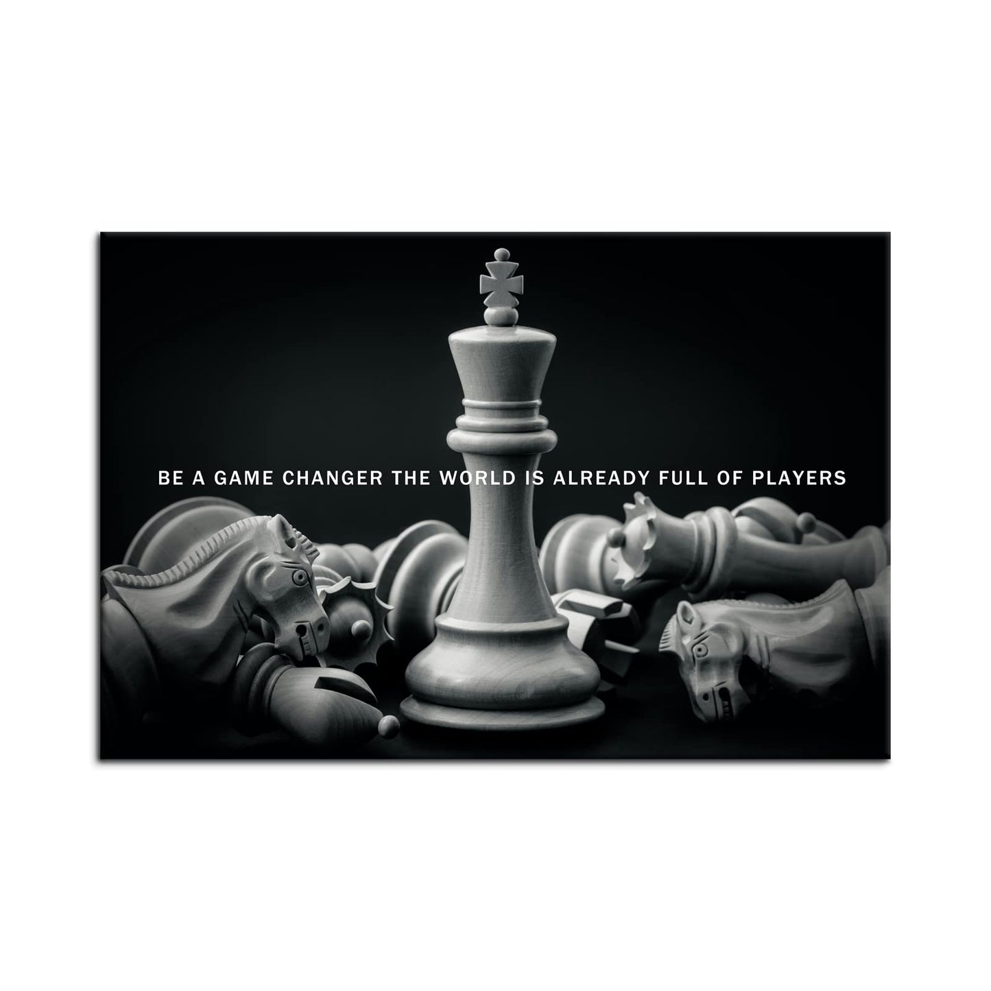 Be A Game Changer The World Is Already Full Of Players Motivational Wall Art International Chess Inspirational Poster Canvas Painting Prints Wall Pictures for Home Decor Framed Artwork [24''W x 36''H]