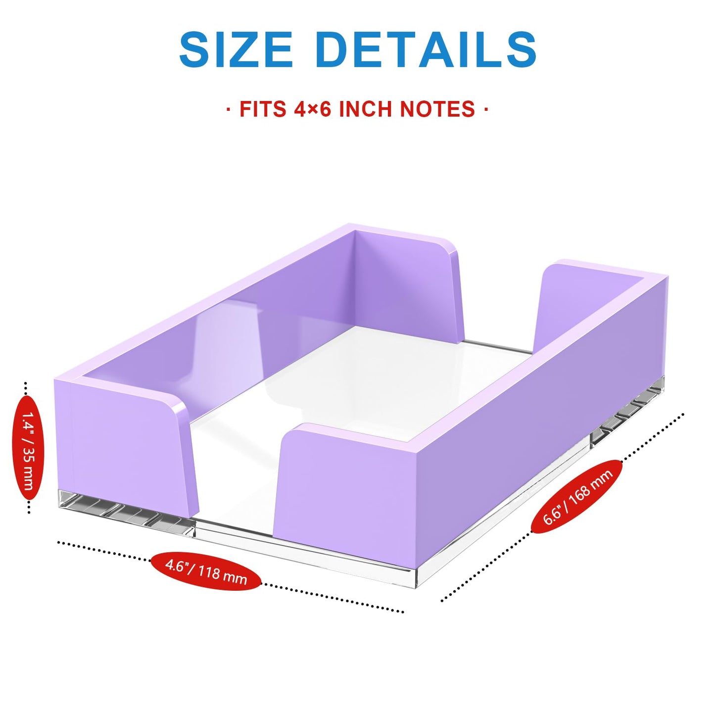 WINFFOR Acrylic Notepad Holder Dispenser - 4x6 in Sticky Note Memo Holder Self-Stick Note Pad Organizer (W/O Pads) Office Desk Accessories School Supplies, Purple