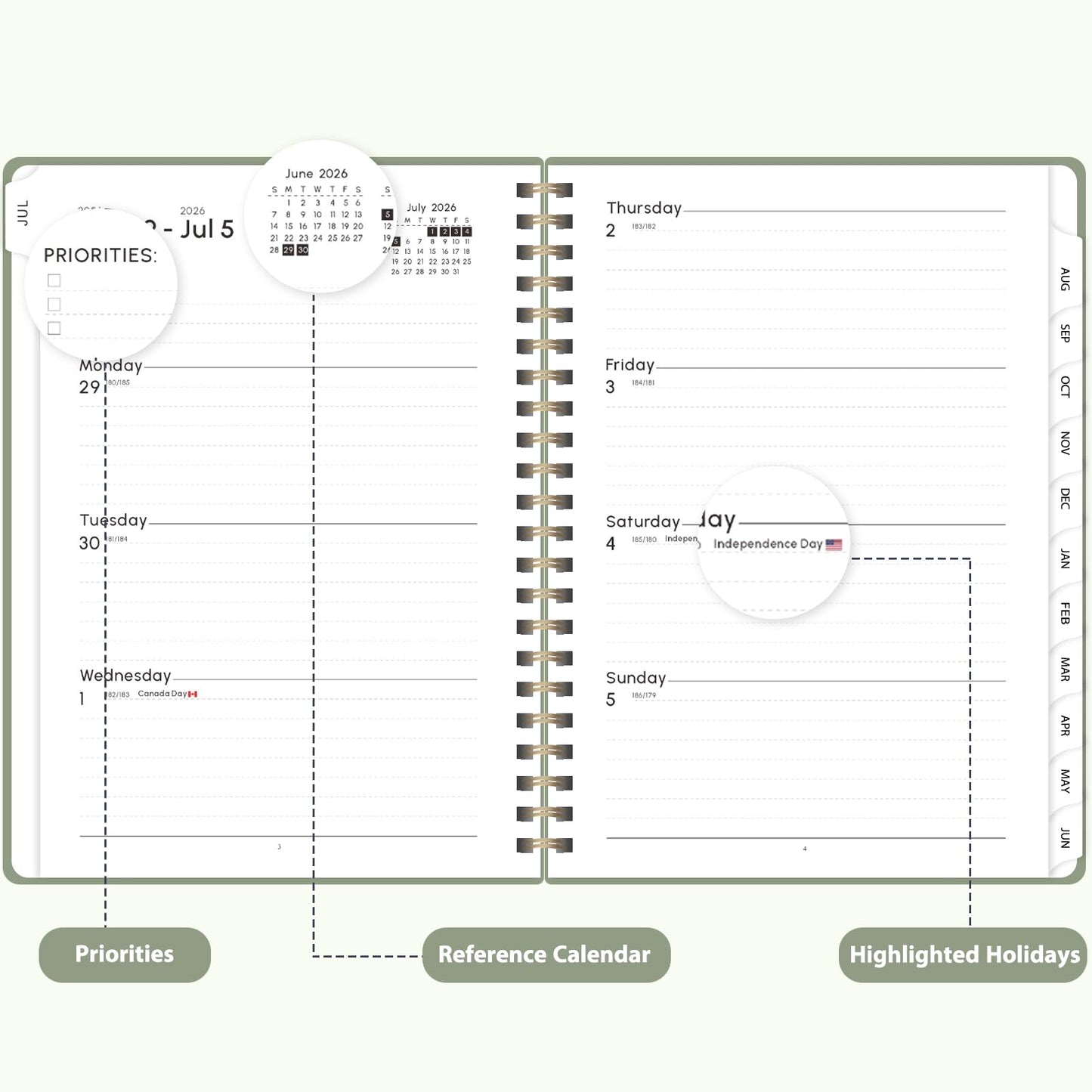Planner 2026-2027, Weekly and Monthly Academic Planner, July 2026 - June 2027, Hardcover Calendar Agenda Book for School Year Planning, School Supplies for Teacher and Student, Letter Size(8.5'' x 11'')