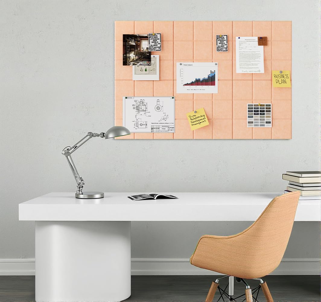 Uoisaiko Large Felt Board Tiles for Wall with 30 Push Pins, 11.8"x11.8" Pack of 6 Pin Board Notice Boards for Home Office Kitchen, Bulletin Board Wall Tiles for Photos Memos (Beige, 6 Pack)