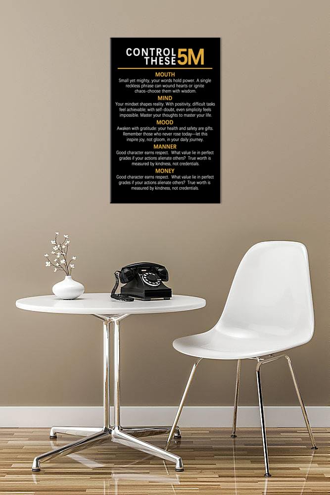 Control There 5M Inspirational Canvas Office Print Wall Art Motivational Poster Inspiring Quotes Picture Painting Modern Artwork for Home Bedroom Living Room Classroom Decor Frame[12''W X 18''H]