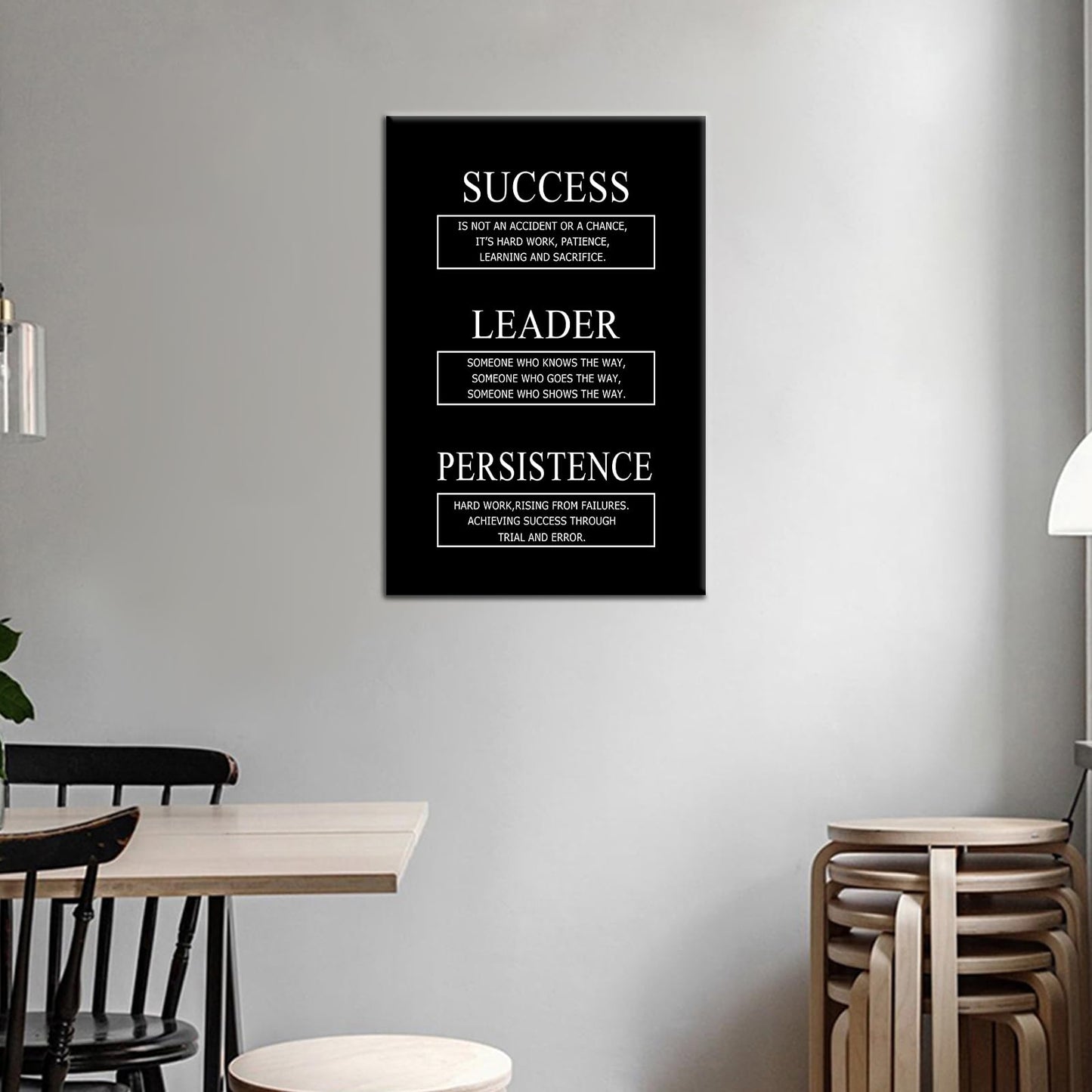 Success Leader Persistence Inspirational Canvas Wall Art for Office Motivational Quotes Poster Print Positive Picture Artwork for Home Bedroom Gym Wall Decoration Stretched and Framed [12''Wx18''H]