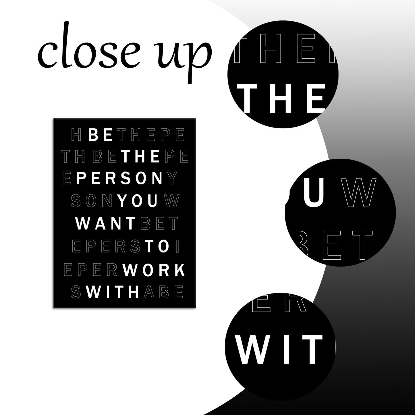 YSPCSUN Inspirational Poster for Office Canvas Wall Art, Be the Person You Want to Work With Quote Print for Home Office Dorm Classroom, Single Panel Wall Decor 24x18inch
