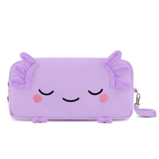 EHZYP Axolotl Pencil Case, Pencil Case For Girls Kids, Salamander Pen Box For School, Large Capacity Pen Pouch,School Supplies Bag for Kids (Purple)